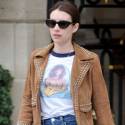 Emma Roberts Looks Casual Cool In A Vintage T-Shirt In Paris