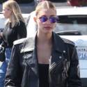 Hailey Baldwin Shows Off Her Abs In Sexy Crop Top And Leather Jacket